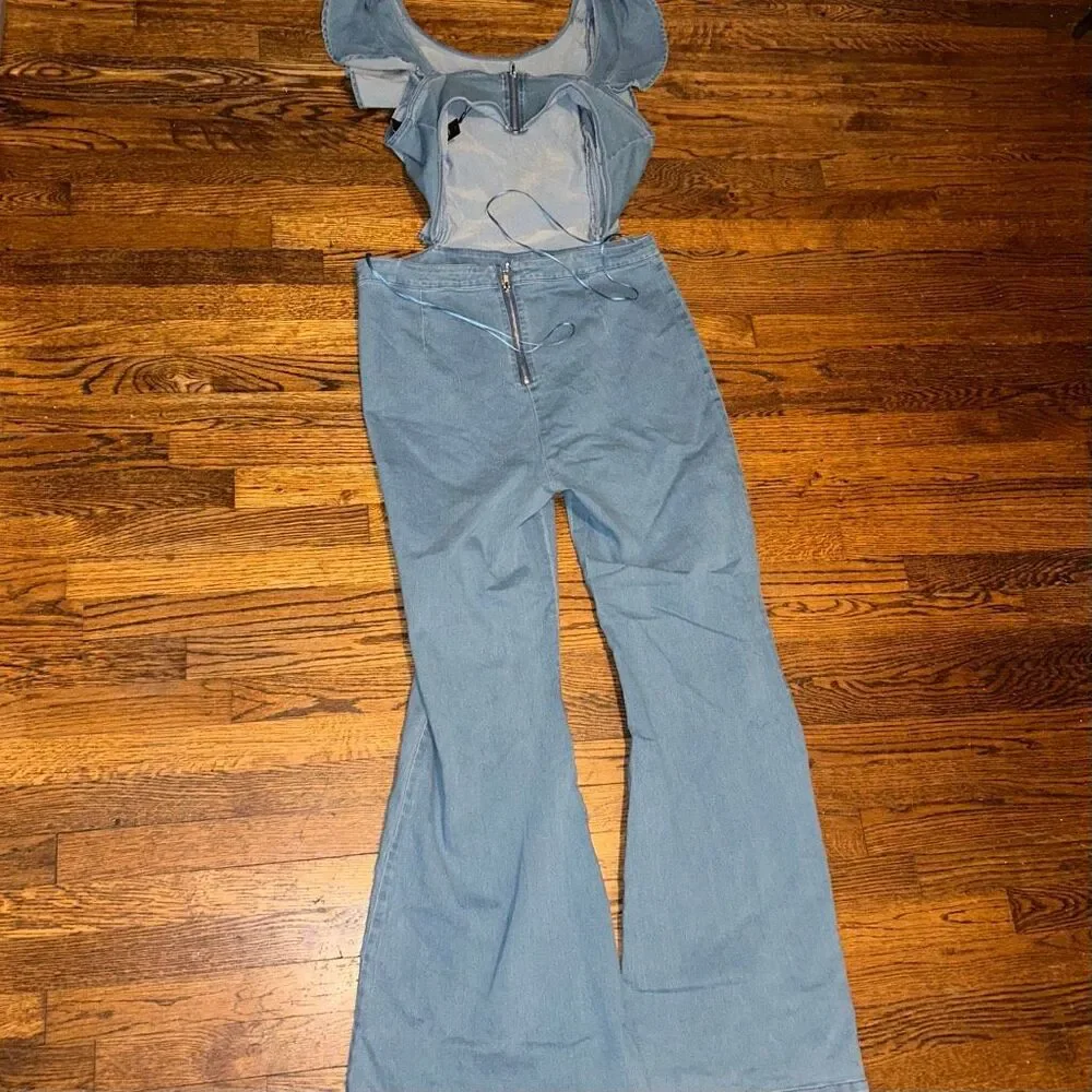 New Fashion Nova Janis Denim Jumpsuit - Picture 4 of 6